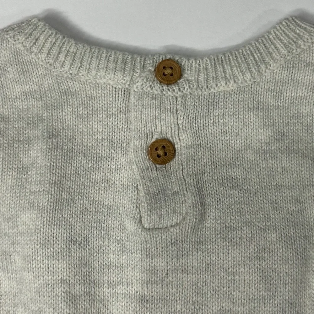 Carters Child of Mine Baby 3-6M Gray Knit American Flag Sweater Romper